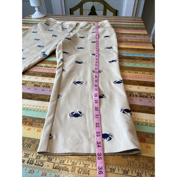 Lilly Pulitzer 12 Embroidered Crab Khaki Chino Pants Preppy Coastal Classic Crop - Picture 8 of 15